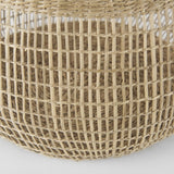 Mercana Nova 15.0L x 15.0W x 9.4H (Set of 2) Light Brown Seagrass Woven Round Basket W/ Long Handle