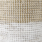 Mercana Maddie 13.8L x 13.8W X 15.0H (Set of 3) Light Brown W/White Dipped Seagrass Round Basket W/ Handles