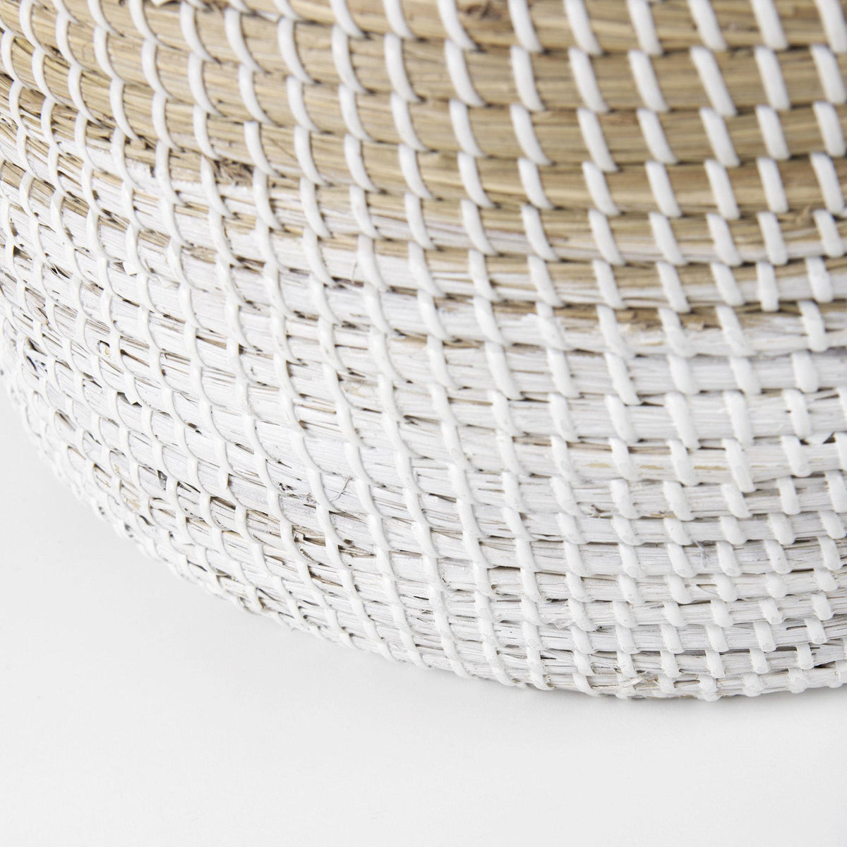 Mercana Maddie 13.8L x 13.8W X 15.0H (Set of 3) Light Brown W/White Dipped Seagrass Round Basket W/ Handles