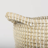 Mercana Maddie 13.8L x 13.8W X 15.0H (Set of 3) Light Brown W/Black Dipped Seagrass Round Basket W/ Handle