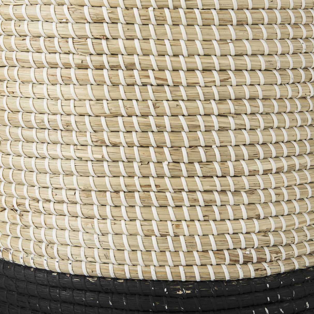 Mercana Maddie 13.8L x 13.8W X 15.0H (Set of 3) Light Brown W/Black Dipped Seagrass Round Basket W/ Handle