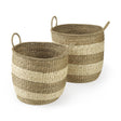 Mercana Bradley 18.1L x 18.1W x 16.0H (Set of 2) Light Brown W/Striped Seagrass Basket W/ Handles