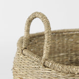 Mercana Bradley 18.1L x 18.1W x 16.0H (Set of 2) Light Brown W/Striped Seagrass Basket W/ Handles