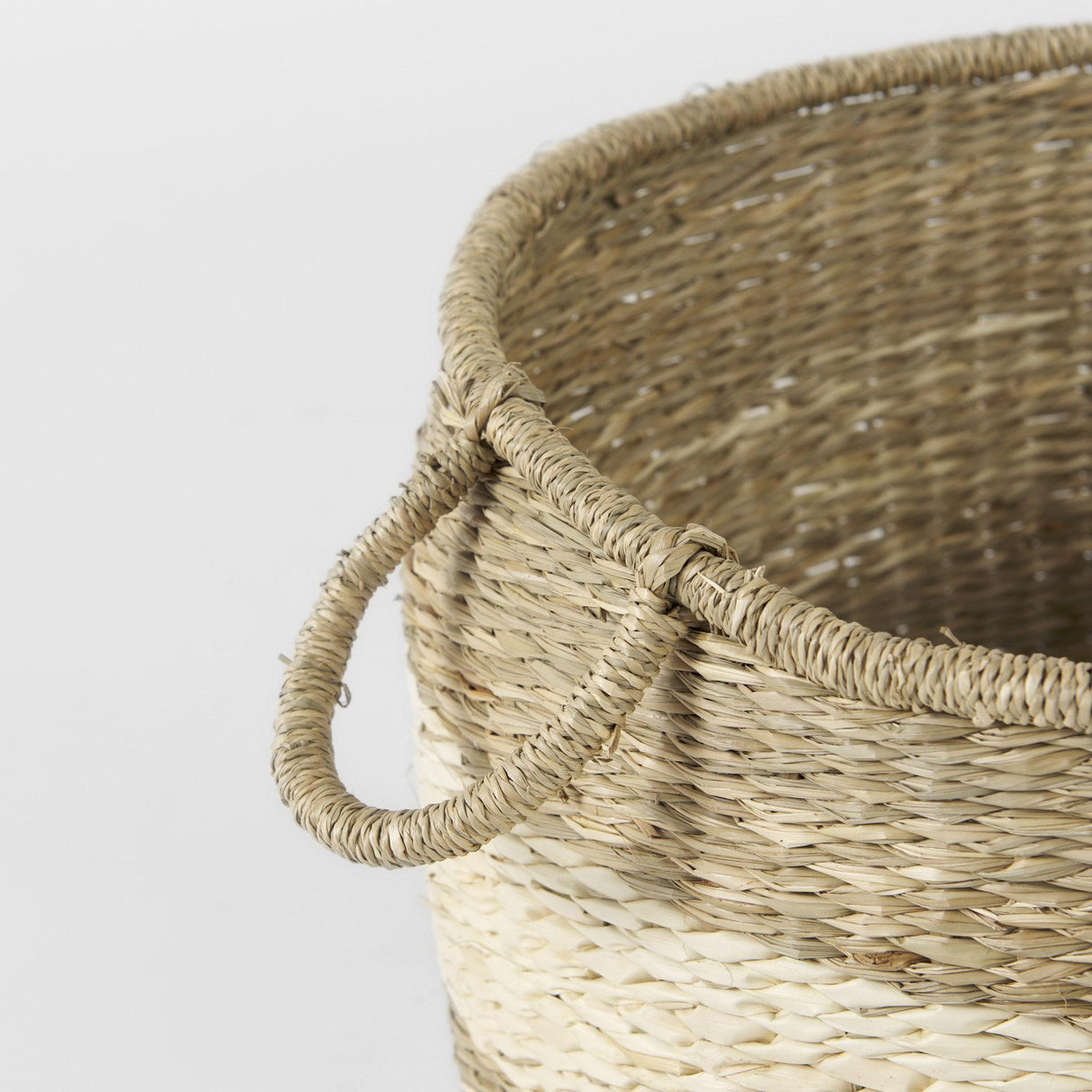 Mercana Bradley 18.1L x 18.1W x 16.0H (Set of 2) Light Brown W/Striped Seagrass Basket W/ Handles