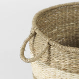Mercana Bradley 18.1L x 18.1W x 16.0H (Set of 2) Light Brown W/Striped Seagrass Basket W/ Handles