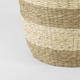 Mercana Bradley 18.1L x 18.1W x 16.0H (Set of 2) Light Brown W/Striped Seagrass Basket W/ Handles
