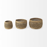 Mercana Dakota 15.0L x 15.0W x 11.8H (Set of 3) Medium Brown Seagrass Round Basket