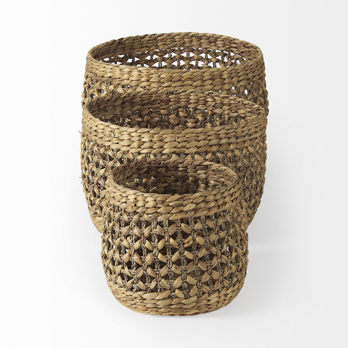 Mercana Dakota 15.0L x 15.0W x 11.8H (Set of 3) Medium Brown Seagrass Round Basket