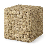 Mercana Adele 17.7L x 17.7W x 17.7H Medium Brown Seagrass Woven Square Pouf