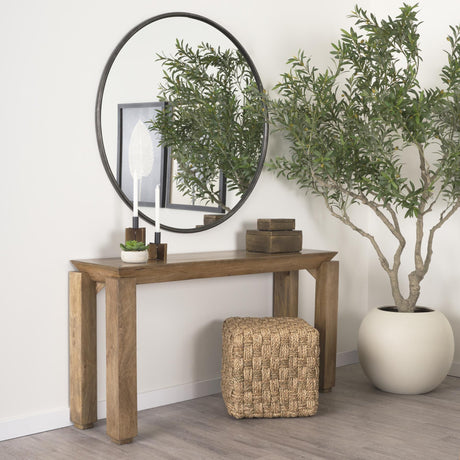 Mercana Adele 17.7L x 17.7W x 17.7H Medium Brown Seagrass Woven Square Pouf