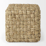Mercana Adele 17.7L x 17.7W x 17.7H Medium Brown Seagrass Woven Square Pouf