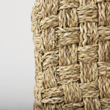 Mercana Adele 17.7L x 17.7W x 17.7H Medium Brown Seagrass Woven Square Pouf