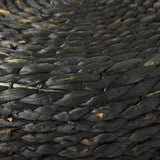 Mercana Dina 17.7L x 17.7W x 17.7H Black Cornhusk and Water Hyacinth Round Pouf