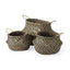 Mercana Gaia 17.7L x 17.7W x 20.5H Set of 3 Light and Dark Brown Cross Patterend Belly Seagrass Basket