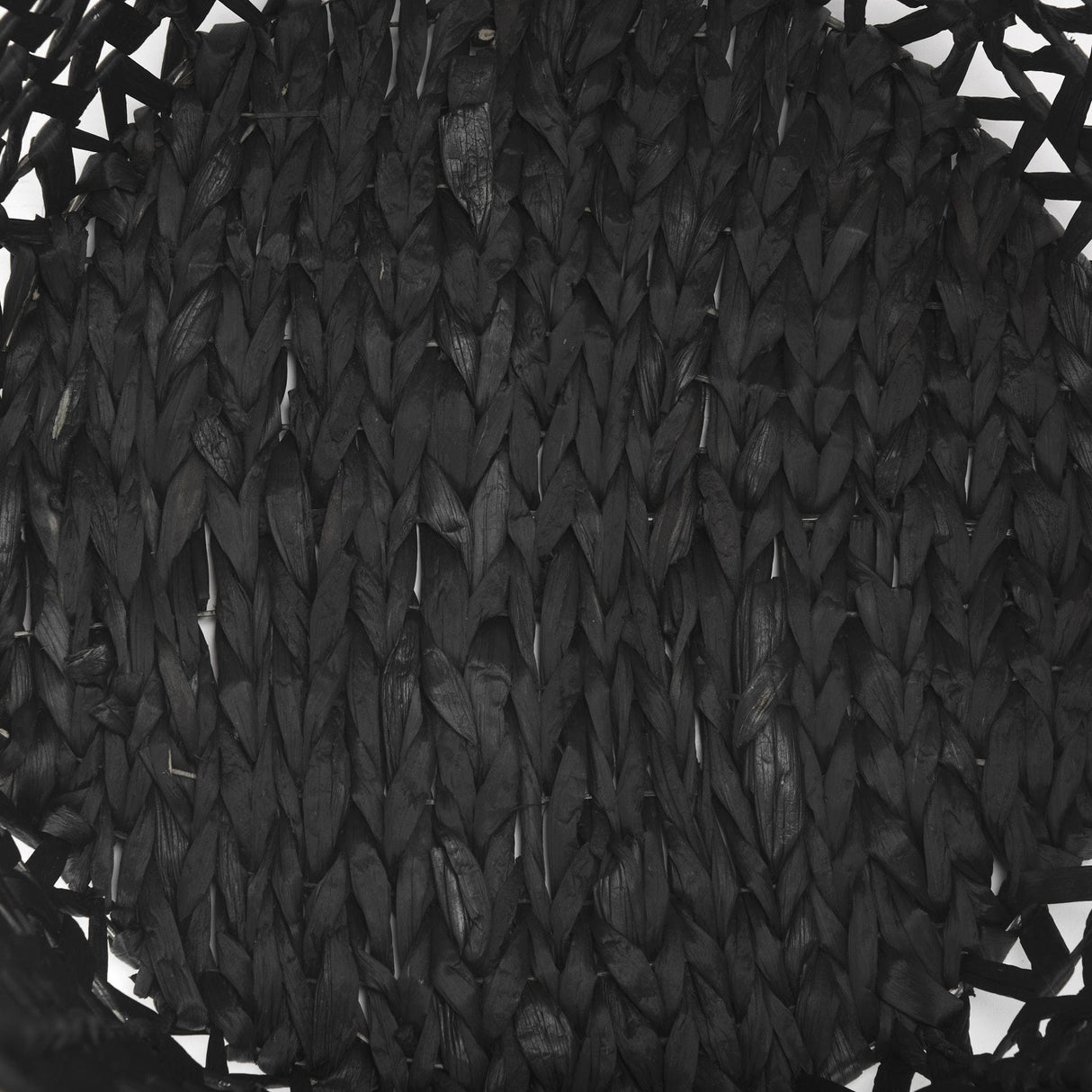 Mercana Lola 19.7L x 19.7W x 23.6 Set of 3 Black Water Hyacinth Zig Zag Weave Round Basket W/ Handles