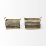 Mercana Nia 18.5L x 13.4W x 14.6H Set of 2 Light Brown Seagrass Rectangular Basket with Handles