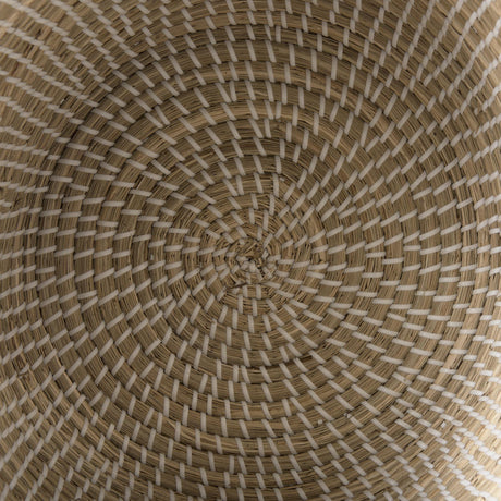 Mercana Olivia 15.7L x 15.7W x 17.3H Set of 3 Beige Seagrass Basket W/Lid and Handles