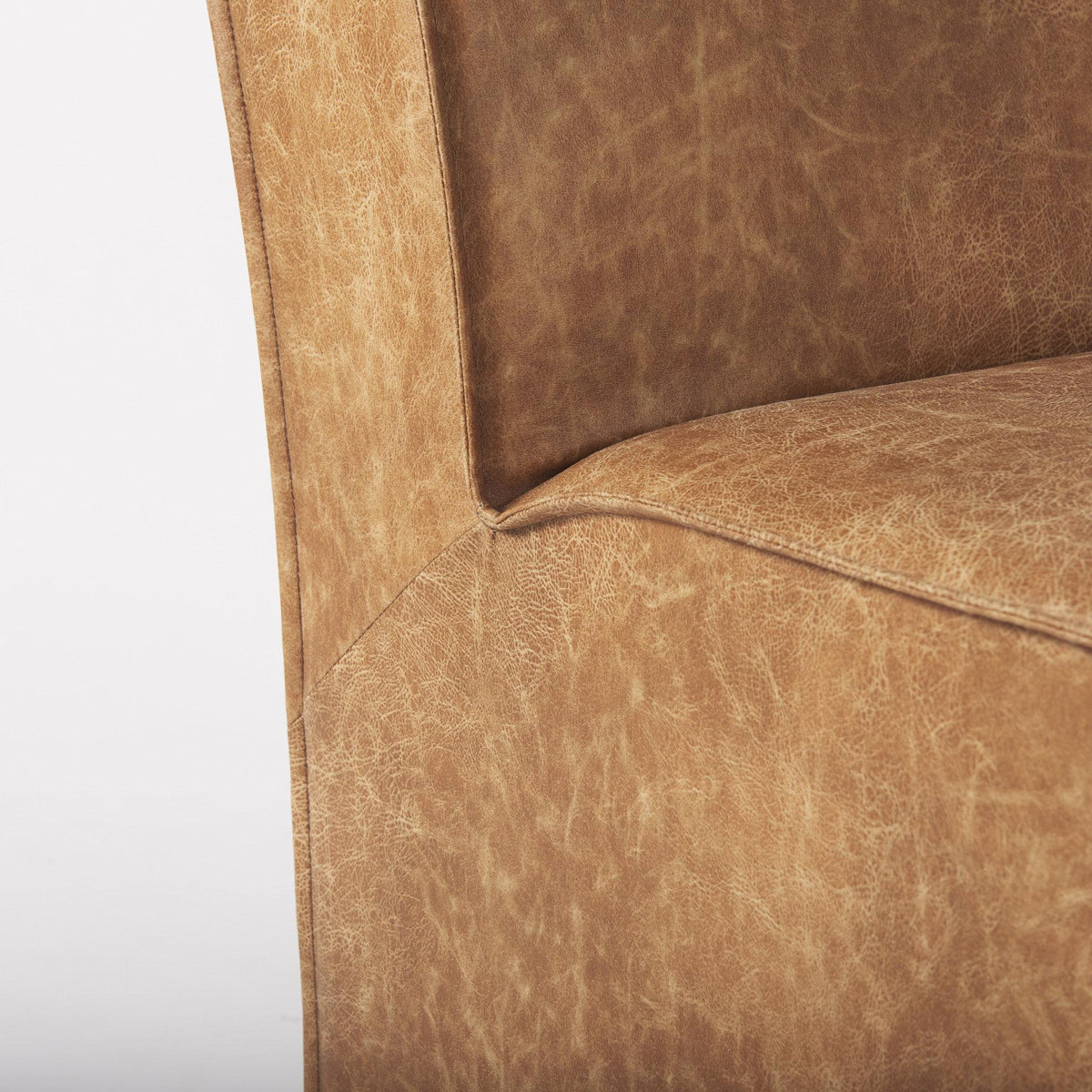 Mercana Damon 19.8L x 26.3W x 31.8H Cognac Brown Faux Leather Dining Chair
