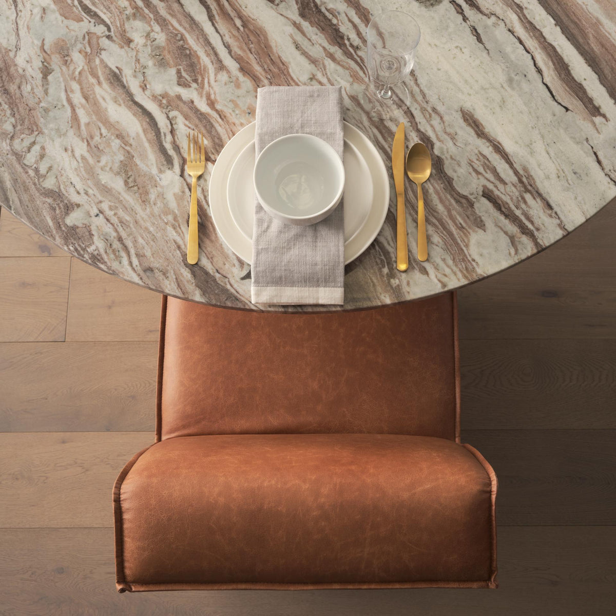 Mercana Damon 19.8L x 26.3W x 31.8H Cognac Brown Faux Leather Dining Chair