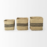 Mercana Cullen 15.7L x 15.7W x 15.7H (Set of 3) Grey Twisted Seagrass Square Basket