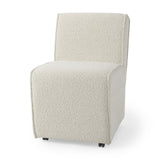 Mercana Damon 20.5L x 27.2W x 31.3H Fully Upholstered Cream-Toned Fabric Dining Chair on Casters
