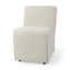 Mercana Damon 20.5L x 27.2W x 31.3H Fully Upholstered Cream-Toned Fabric Dining Chair on Casters
