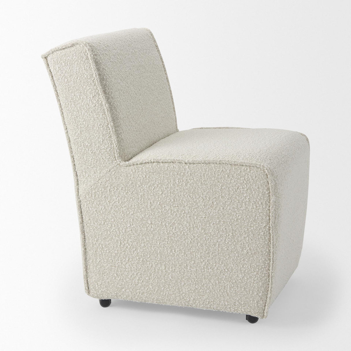Mercana Damon 20.5L x 27.2W x 31.3H Fully Upholstered Cream-Toned Fabric Dining Chair on Casters