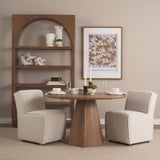 Mercana Damon 20.5L x 27.2W x 31.3H Fully Upholstered Cream-Toned Fabric Dining Chair on Casters