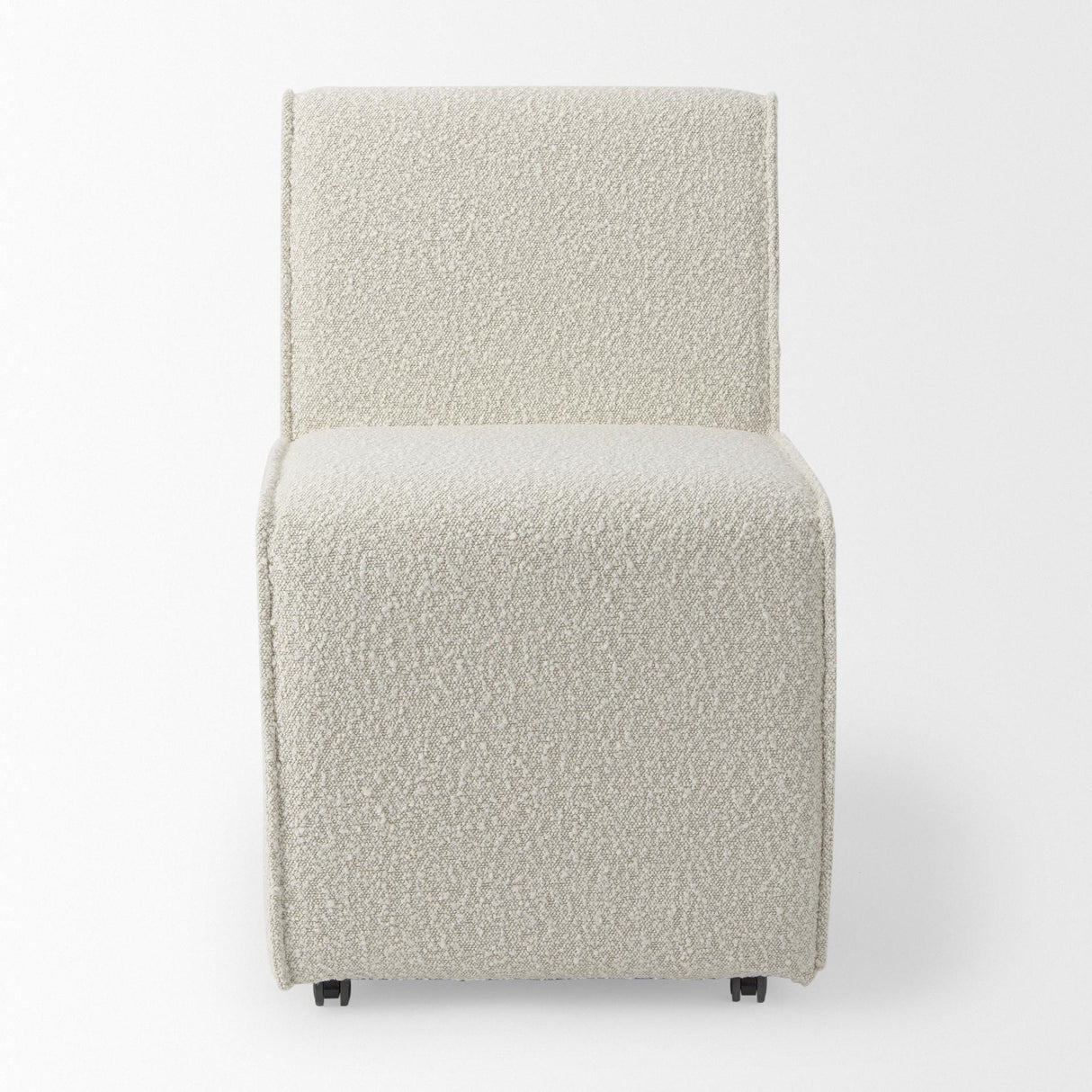 Mercana Damon 20.5L x 27.2W x 31.3H Fully Upholstered Cream-Toned Fabric Dining Chair on Casters