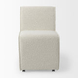 Mercana Damon 20.5L x 27.2W x 31.3H Fully Upholstered Cream-Toned Fabric Dining Chair on Casters