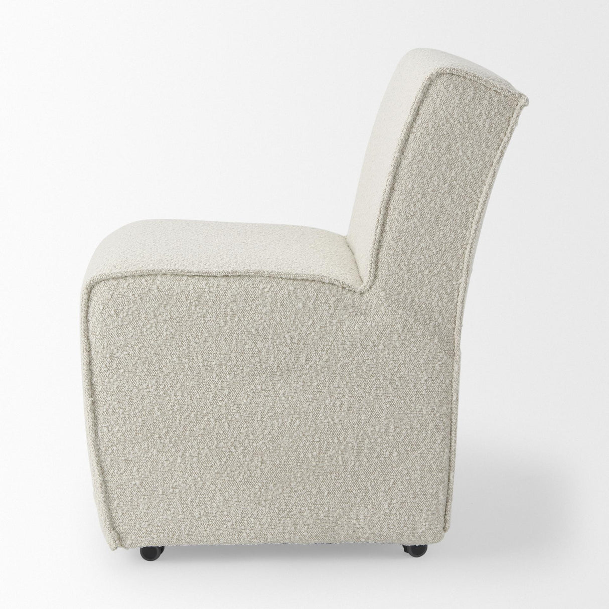Mercana Damon 20.5L x 27.2W x 31.3H Fully Upholstered Cream-Toned Fabric Dining Chair on Casters