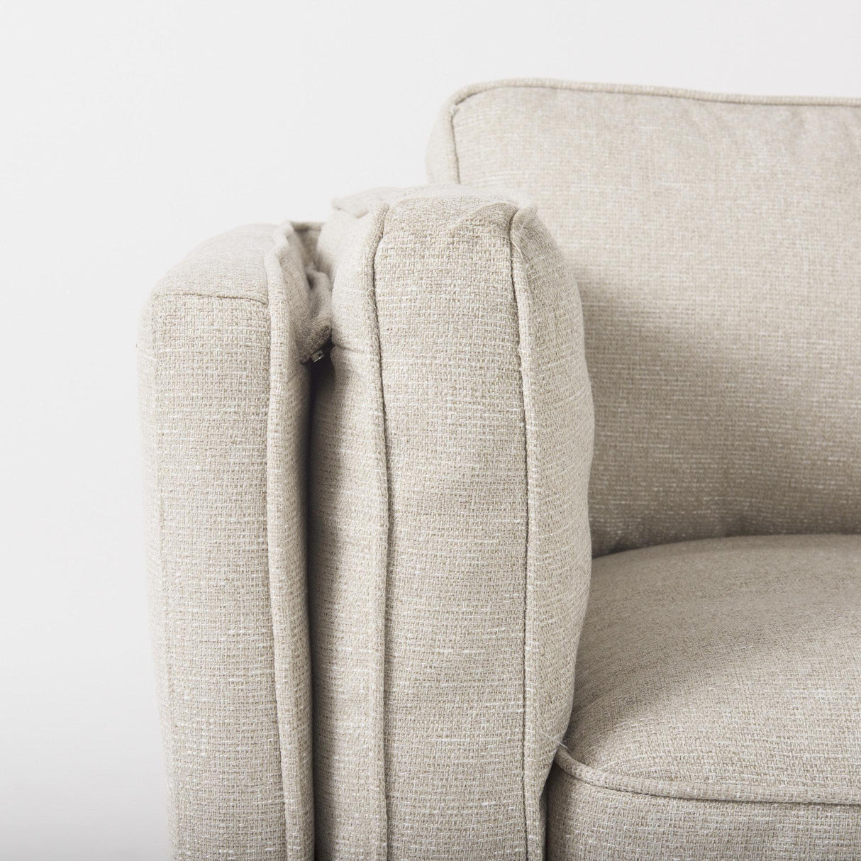 Mercana Brooks 41.7L x 34.8W x 33.5H Cream Fabric Chair W/ Medium Brown Wooden Legs