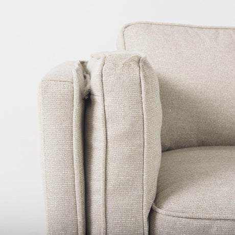 Mercana Brooks 41.7L x 34.8W x 33.5H Cream Fabric Chair W/ Medium Brown Wooden Legs