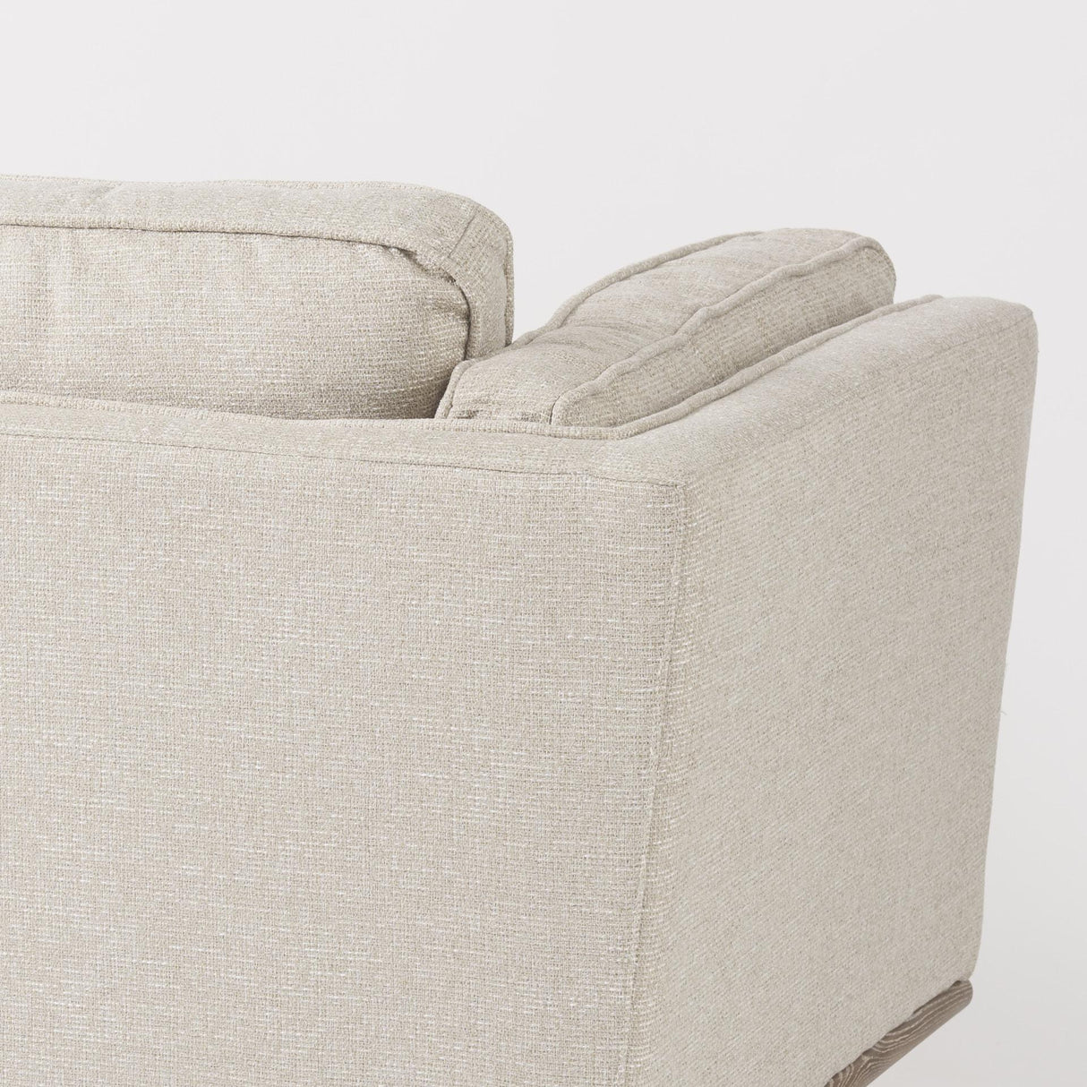 Mercana Brooks 41.7L x 34.8W x 33.5H Cream Fabric Chair W/ Medium Brown Wooden Legs