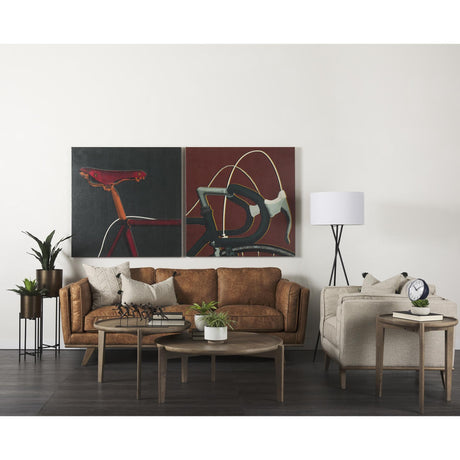 Mercana Brooks 41.7L x 34.8W x 33.5H Cream Fabric Chair W/ Medium Brown Wooden Legs