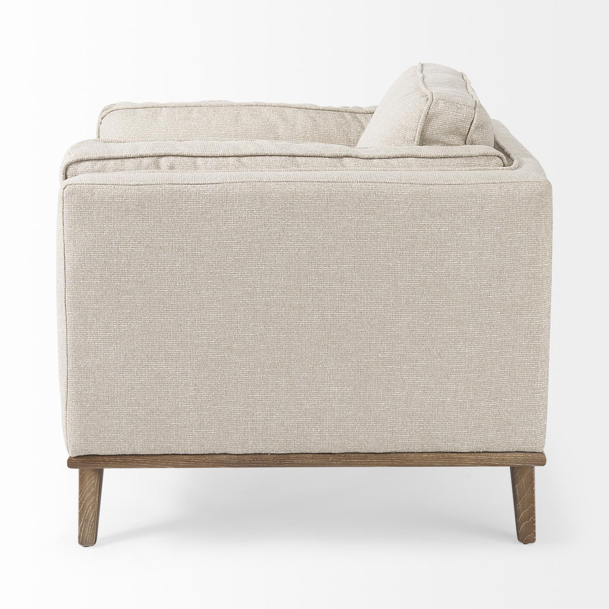 Mercana Brooks 41.7L x 34.8W x 33.5H Cream Fabric Chair W/ Medium Brown Wooden Legs