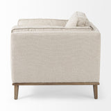 Mercana Brooks 41.7L x 34.8W x 33.5H Cream Fabric Chair W/ Medium Brown Wooden Legs