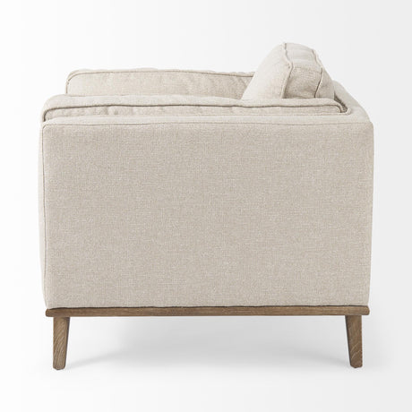 Mercana Brooks 41.7L x 34.8W x 33.5H Cream Fabric Chair W/ Medium Brown Wooden Legs