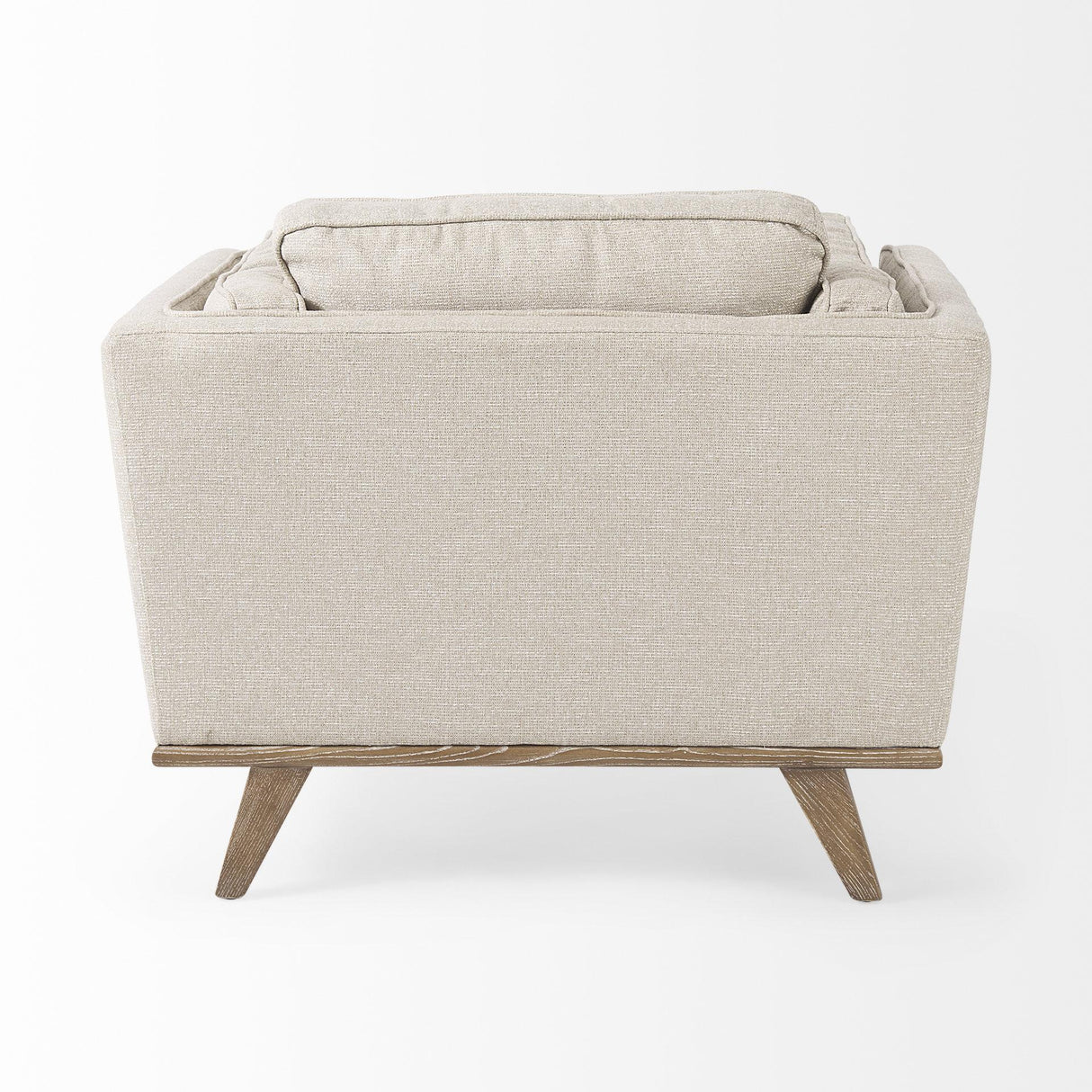 Mercana Brooks 41.7L x 34.8W x 33.5H Cream Fabric Chair W/ Medium Brown Wooden Legs