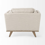 Mercana Brooks 41.7L x 34.8W x 33.5H Cream Fabric Chair W/ Medium Brown Wooden Legs