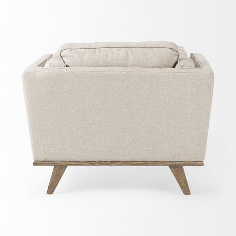 Mercana Brooks 41.7L x 34.8W x 33.5H Cream Fabric Chair W/ Medium Brown Wooden Legs