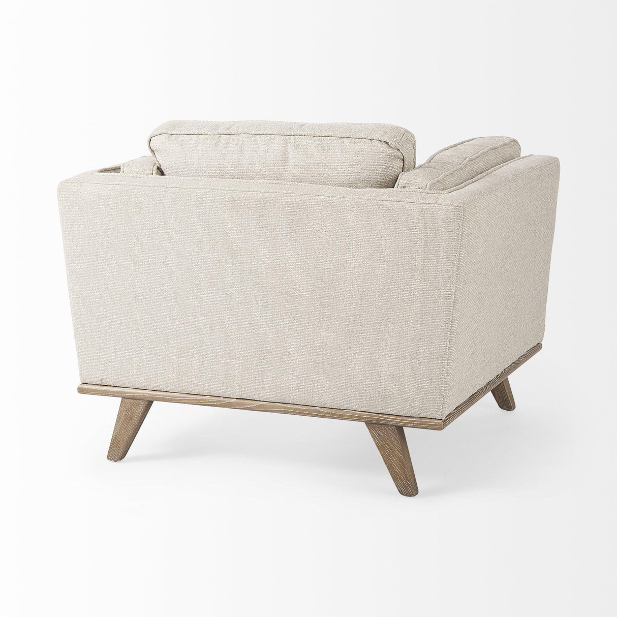 Mercana Brooks 41.7L x 34.8W x 33.5H Cream Fabric Chair W/ Medium Brown Wooden Legs