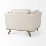 Mercana Brooks 41.7L x 34.8W x 33.5H Cream Fabric Chair W/ Medium Brown Wooden Legs