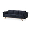 Mercana Brooks 90.2L x 34.8W x 33.5H Navy Blue Fabric Three Seater Sofa W/ Medium Brown Wooden Legs