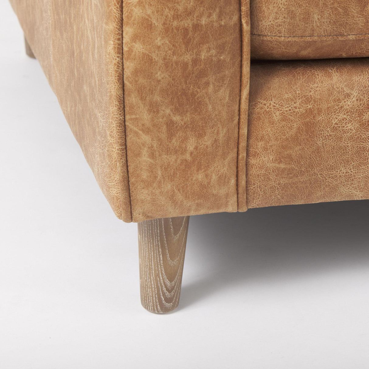 Mercana Loretta 40.7L x 36.2W x 33.9H Cognac Brown Faux Leather Chair W/ Two Bolster Cushions