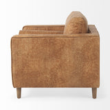 Mercana Loretta 40.7L x 36.2W x 33.9H Cognac Brown Faux Leather Chair W/ Two Bolster Cushions