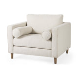 Mercana Loretta 40.7L x 36.2W x 33.9H Cream Fabric Chair W/ Two Bolster Cushions