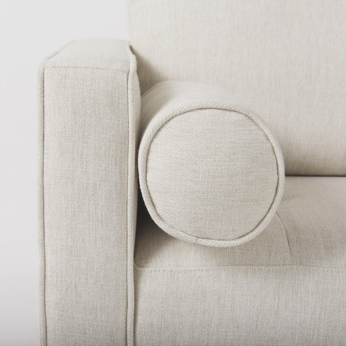 Mercana Loretta 40.7L x 36.2W x 33.9H Cream Fabric Chair W/ Two Bolster Cushions