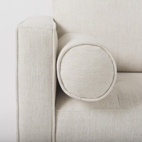 Mercana Loretta 40.7L x 36.2W x 33.9H Cream Fabric Chair W/ Two Bolster Cushions