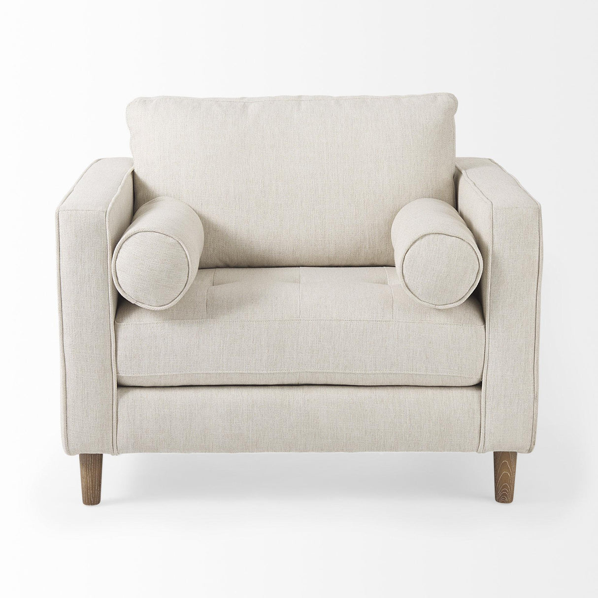 Mercana Loretta 40.7L x 36.2W x 33.9H Cream Fabric Chair W/ Two Bolster Cushions